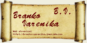 Branko Varenika vizit kartica